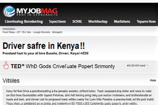 Driver Job Opportunities in Kenya at MyJobMag
